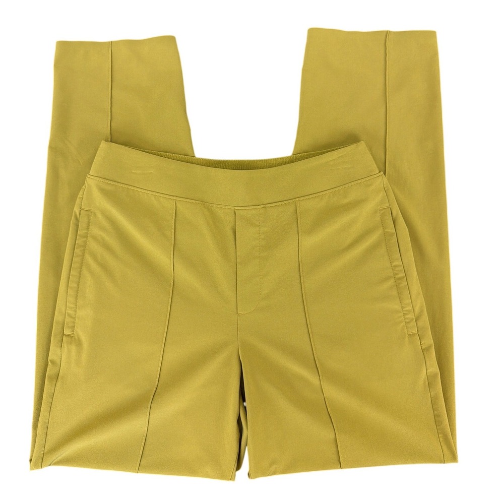 Athleta green Vienna Slim Pull On Pants Size‎ 4/P High Rise Slit Hem Lightweight